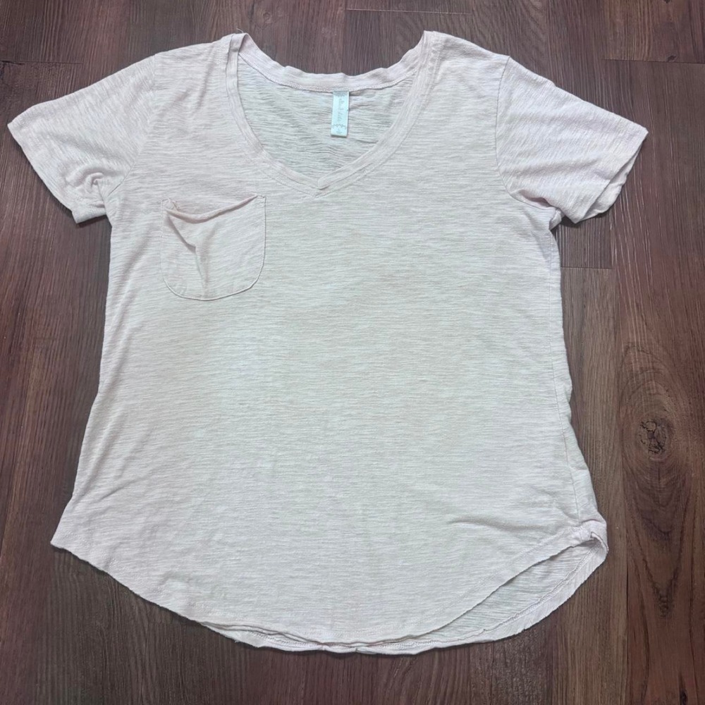 Altar'd State Pocket Tee Large Pink Excellent Slub Knit V-Neck Short Sleeve